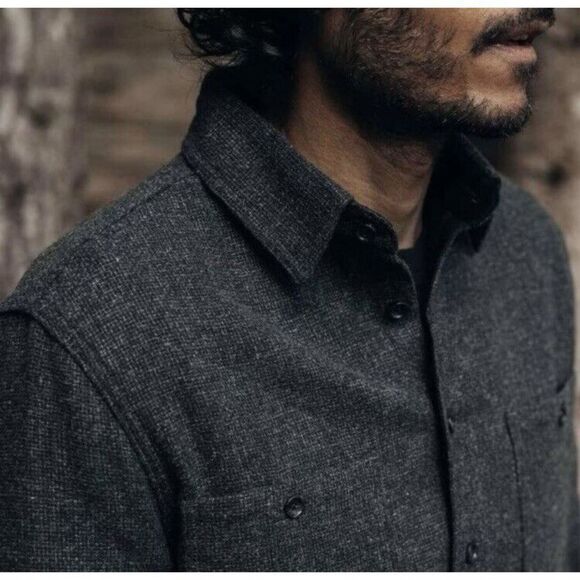 Taylor Stitch The Service Shirt In Ash Melange Wool NEW - Picture 4 of 9